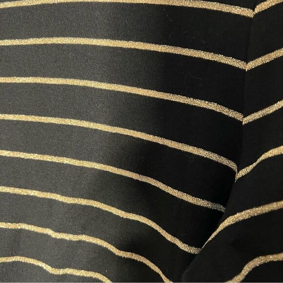 LAUREN RALPH Lauren Shirt, Black with Gold Metallic Stripes Size S - Picture 4 of 5